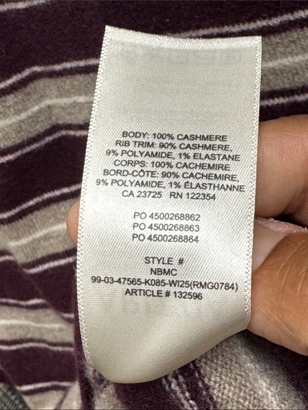 Aritzia Striped Crewneck Sweater in Plum and Cream - Picture 6 of 7